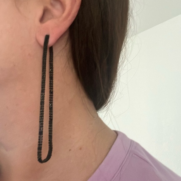 Long black chain earrings looping front-to-back 4" - Picture 1 of 5